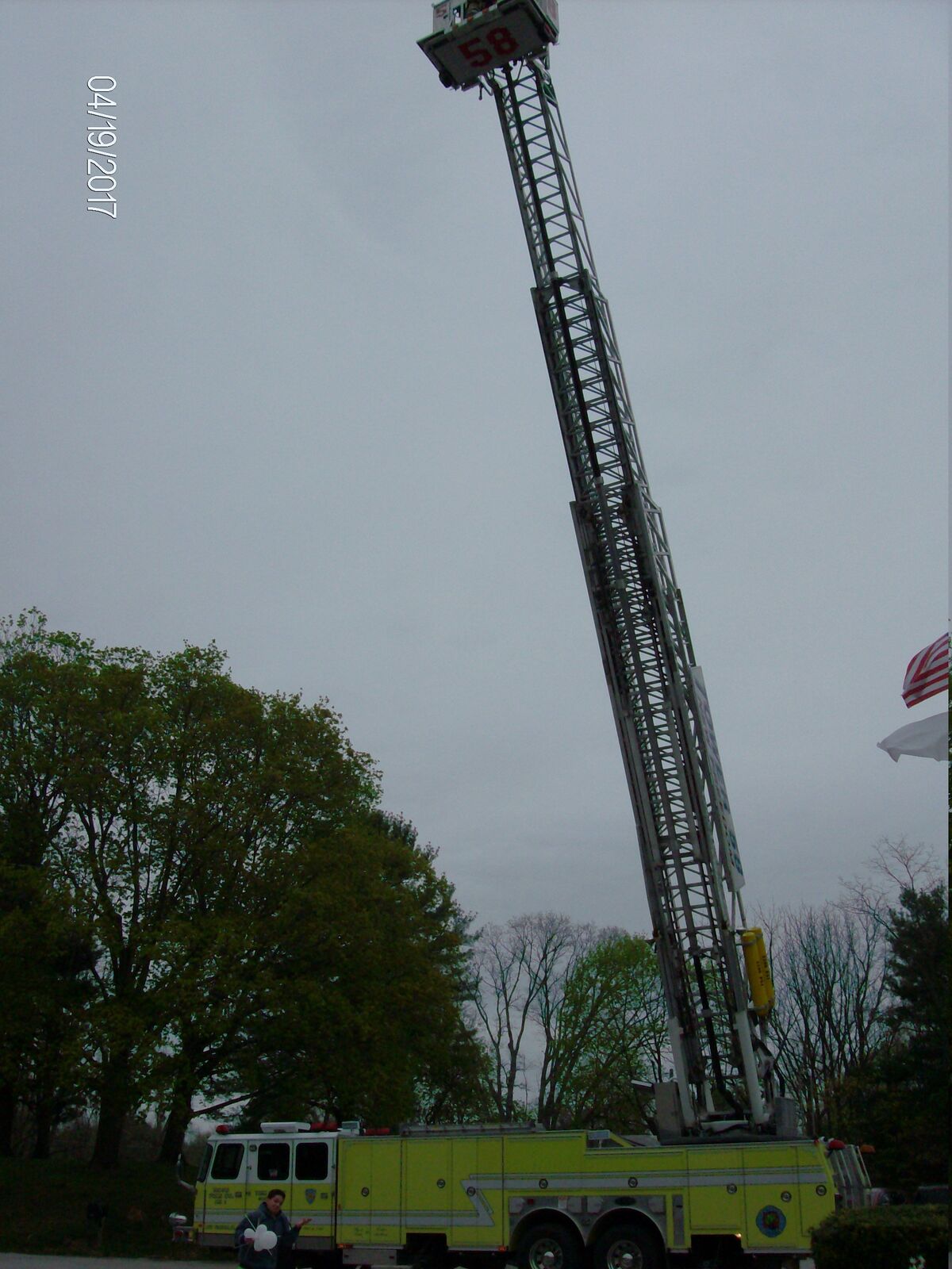 Egg-drop event from the fire truck ladder