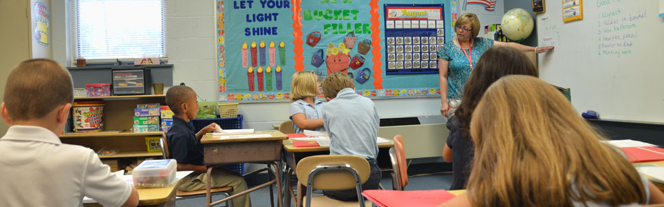 First-grade classroom with teacher