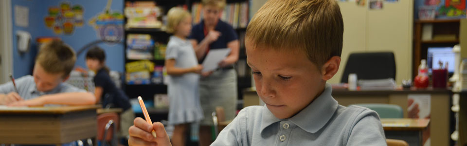 Second grader at work